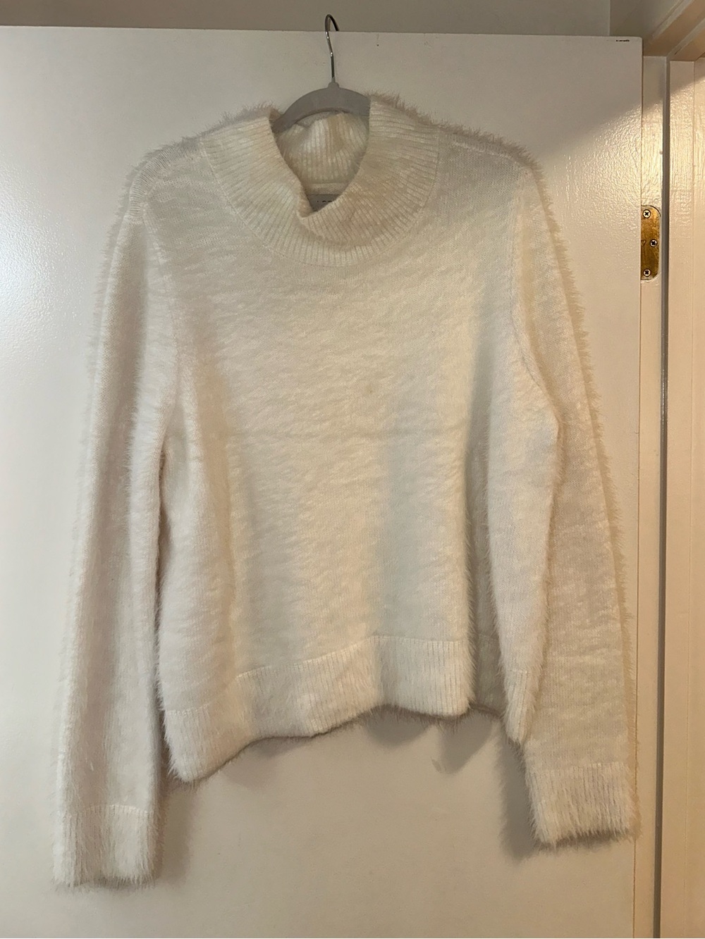 LOFT Cream Fuzzy Turtleneck Sweater